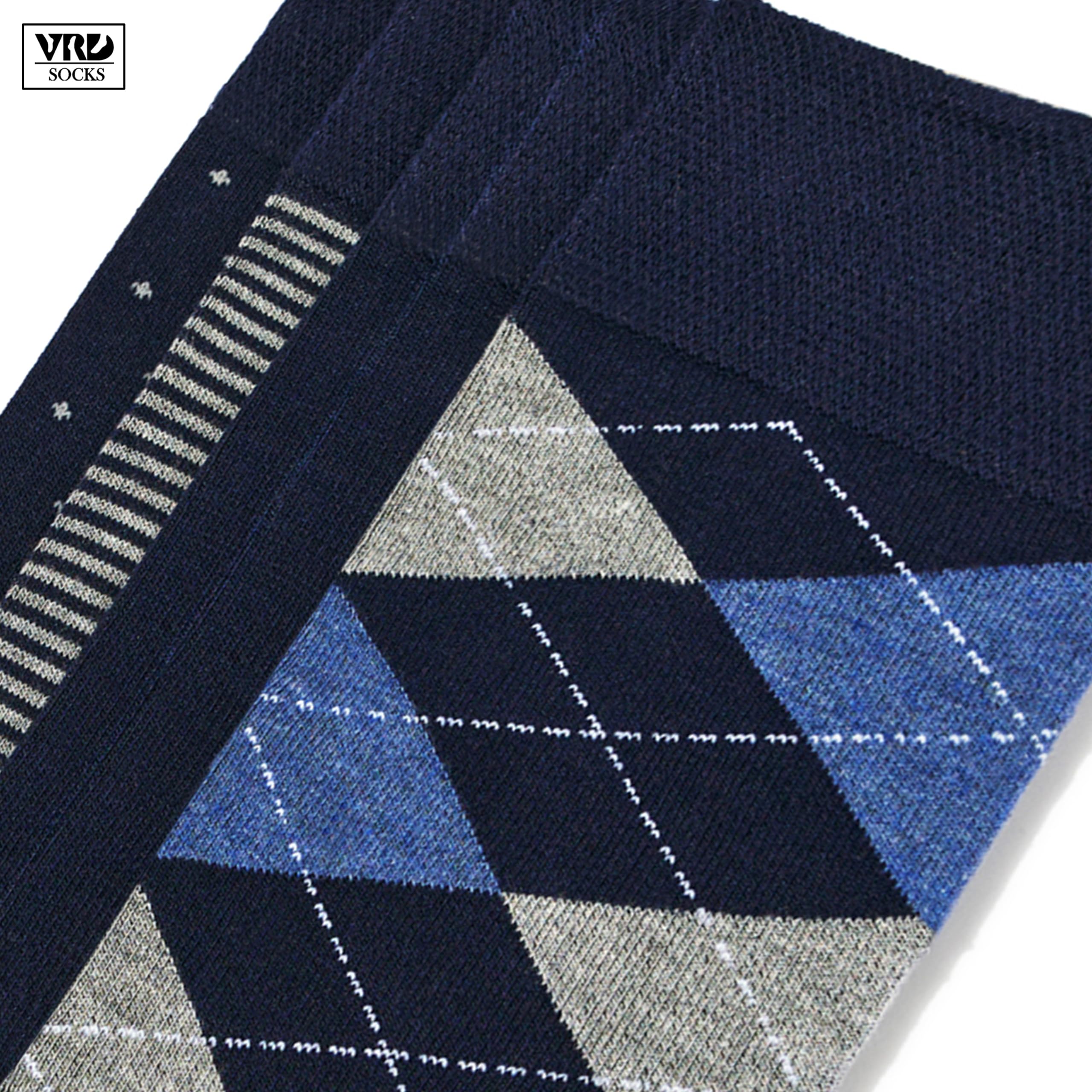 VRD Men’s Dress Socks Bamboo Rayon 5-Pack Crew Socks Assorted Pattern Fits Shoe Size 8-13 Gift Box
