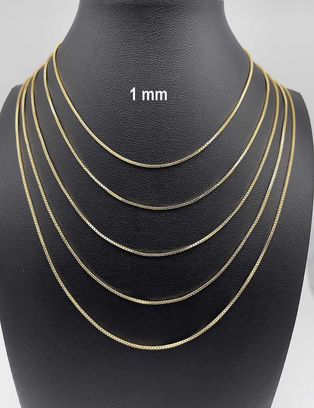 JEWELHEART 14K Real Gold Box Chain - 1mm Diamond Cut Yellow Gold Link Chain Necklace For Men - Dainty Gold Pendant Necklace For Women with Lobster Clasp 24"