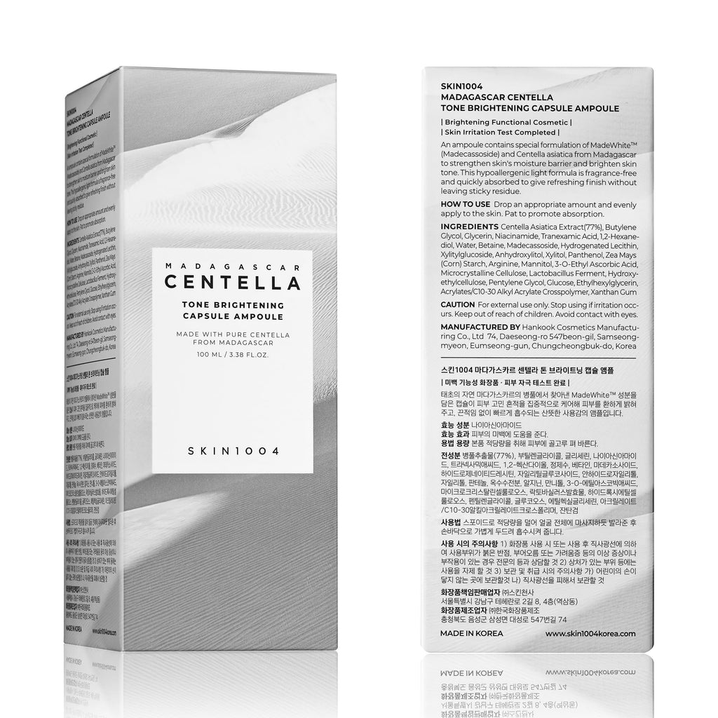 SKIN1004 Tone Glowing Capsule Ampoule 3.38fl.oz,100ml, Niacinamide & Tranexamic Acid Serum, Korean Face Ampoule with Madagascar Centella, Radiant and Healthy Looking Skin Tone, Korean Skin Care
