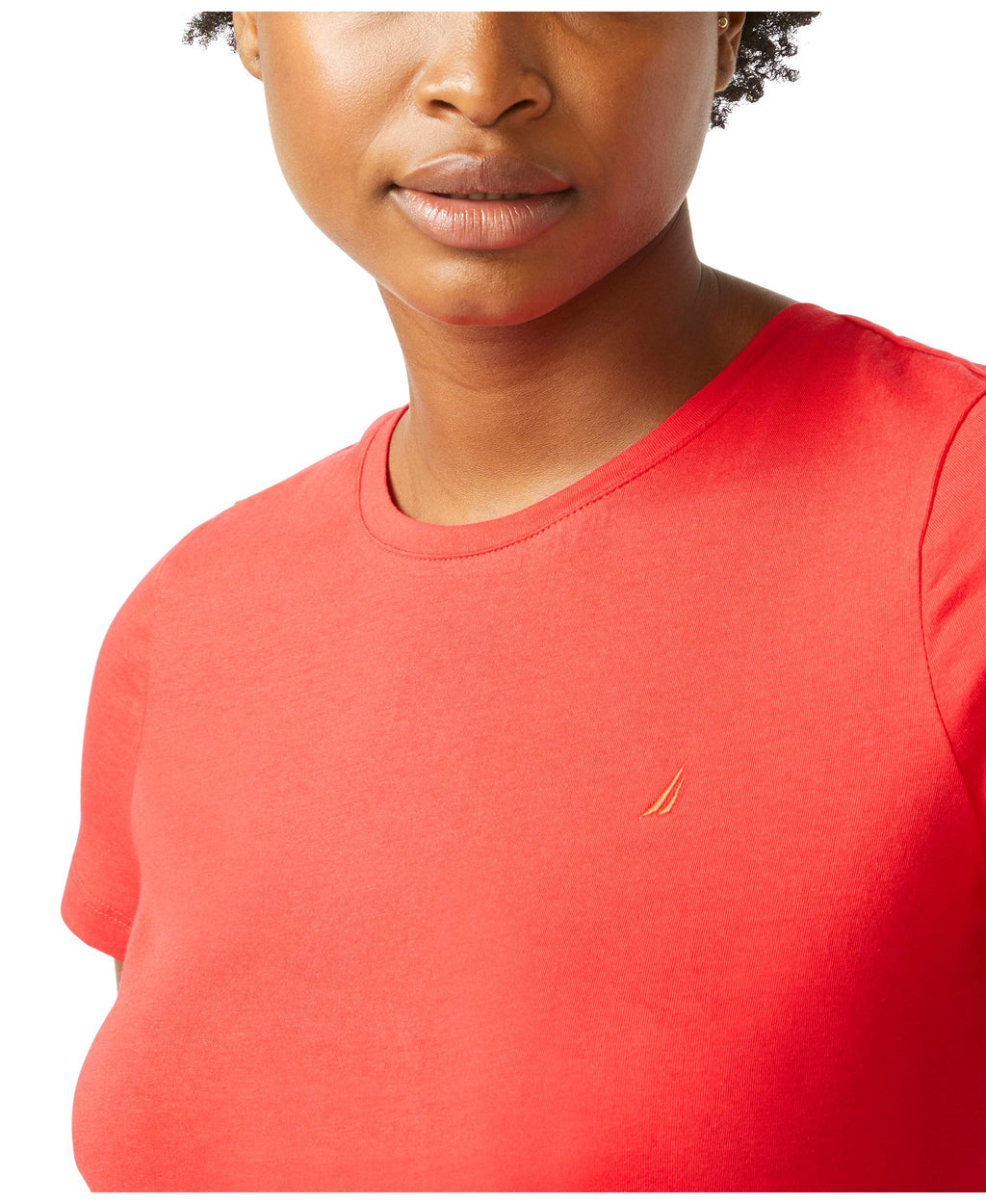 Nautica Women's Classic Fit Crew-Neck J-Class T-Shirt Bright Red