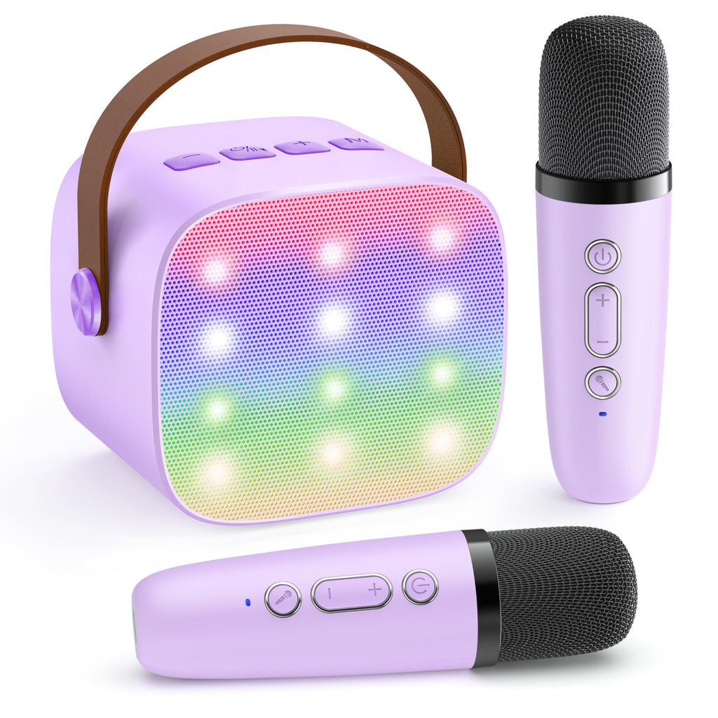 YLL Karaoke Machine for Kids, Portable Mini Speaker with 2 Wireless Microphones, 2026 TOP Kids Gifts for Girls Ages 3, 4, 5, 6, 7, 8, 9, 10, 12 +Years Old, 4-12th Birthday Present Toy Party (Purple)