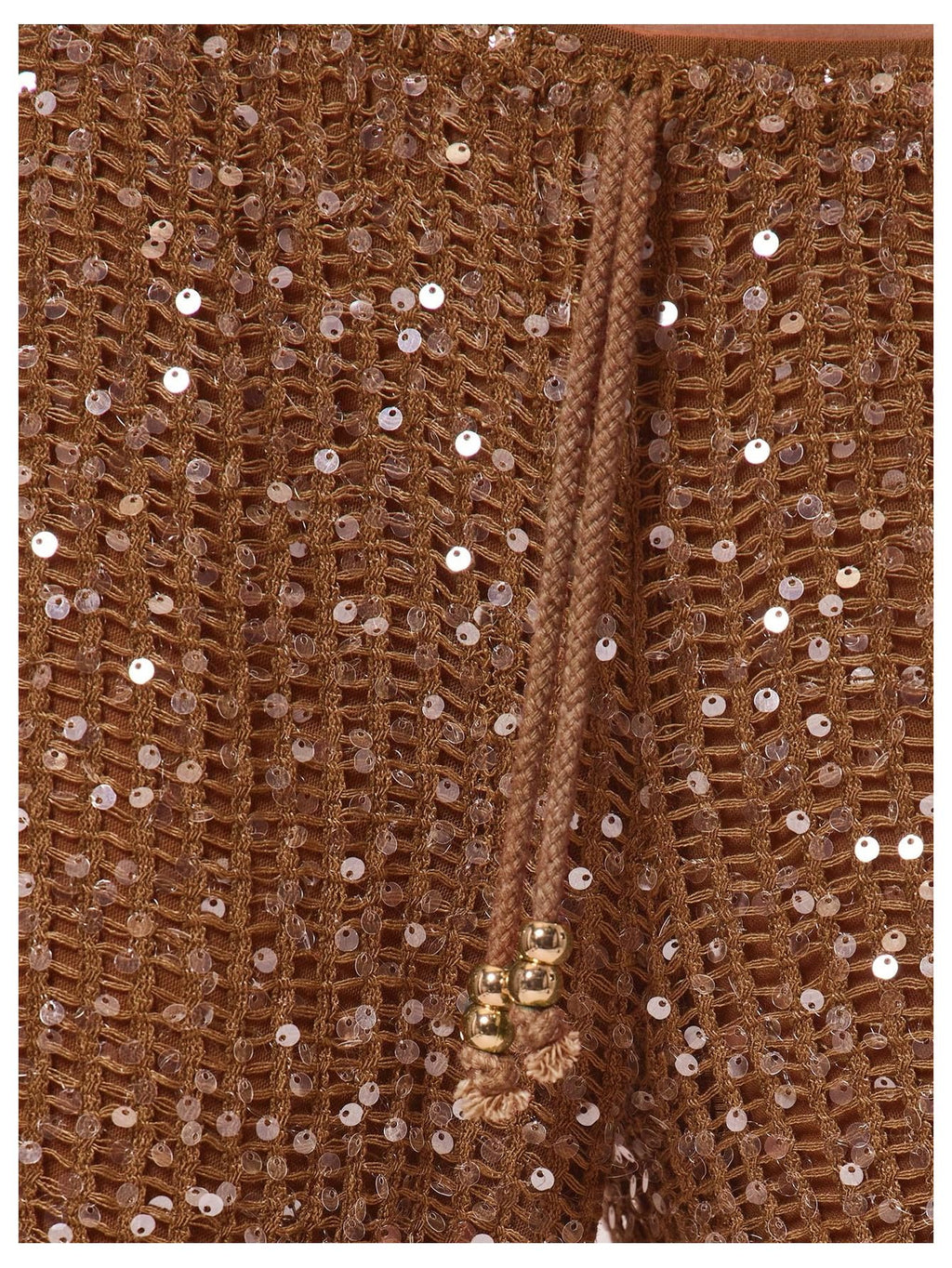WDIRARA Women's Sequin Crochet Cover Up Pants Hollow Out Beach Pants Swimwear Rust Brown Medium