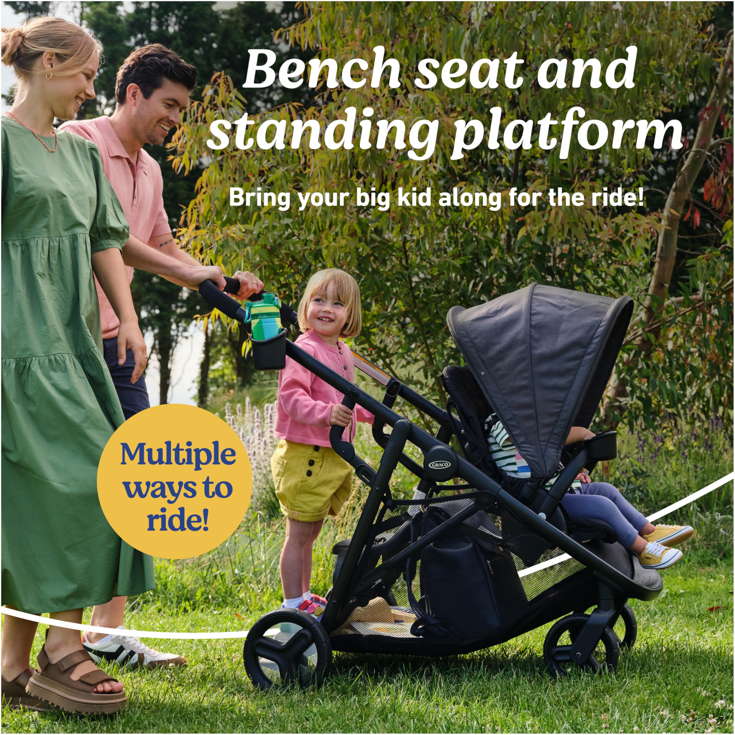 Graco Ready2Grow 2.0 Double Stroller Features Bench Seat and Standing Platform Options, Rafa