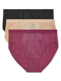 Warner's womens Blissful Benefits Tummy Smoothing Hi-cut Panty Underwear, Amaranth Toasted Almond Black, X-Large US