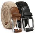 CHAOREN Stretch Belt Men 2 Pack - 1 3/8" Braided Golf Belts For Men - Casual Elastic For Pants and Jeans
