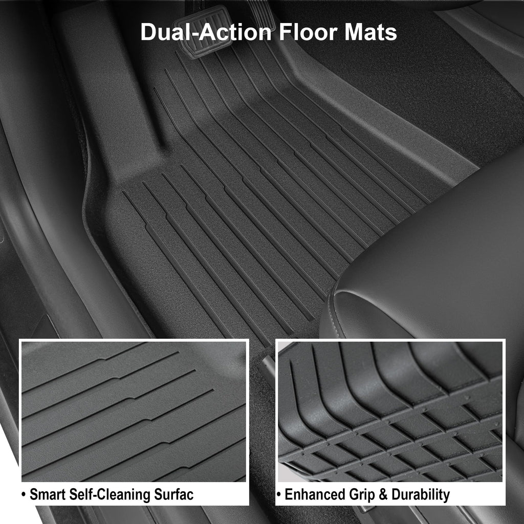 SUPER LINER Tesla Model Y Floor Mats 2021-2024 | Custom Fit All-Weather 9-Piece Set TPE Material |Full Coverage Floor Mats Back Seat Protector, Cargo Liner, Trunk & Interior Accessories
