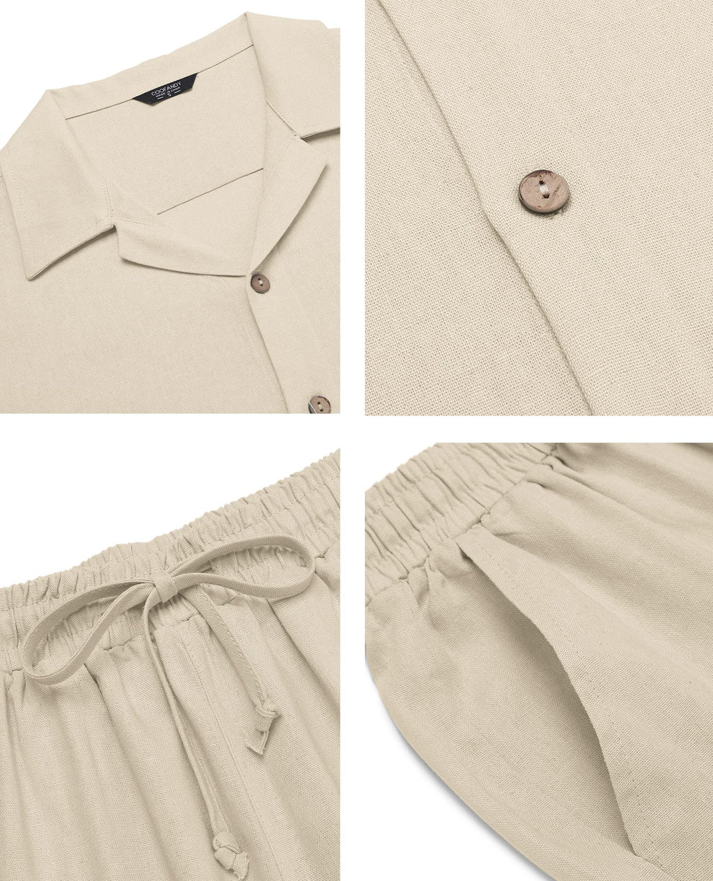 COOFANDY Men's Summer Outfits Linen Pants and Shirt Set Beach Vacation Walking Suits