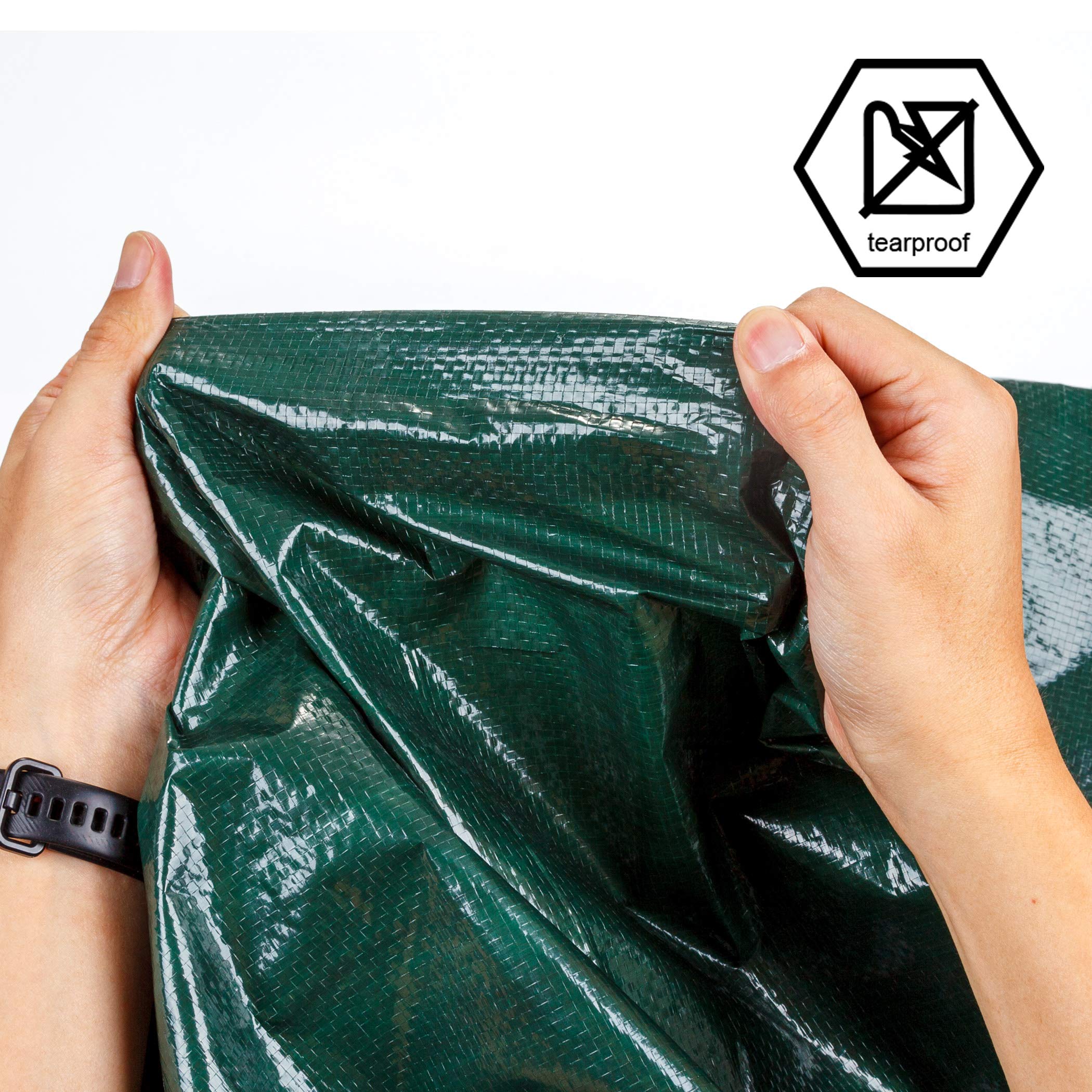 CARTMAN Finished Size 8x10 Feet Waterproof Green Tarp 8 Mil Thick, Multipurpose Protective Cover for Emergency Rain Shelter Camping Tarpaulin