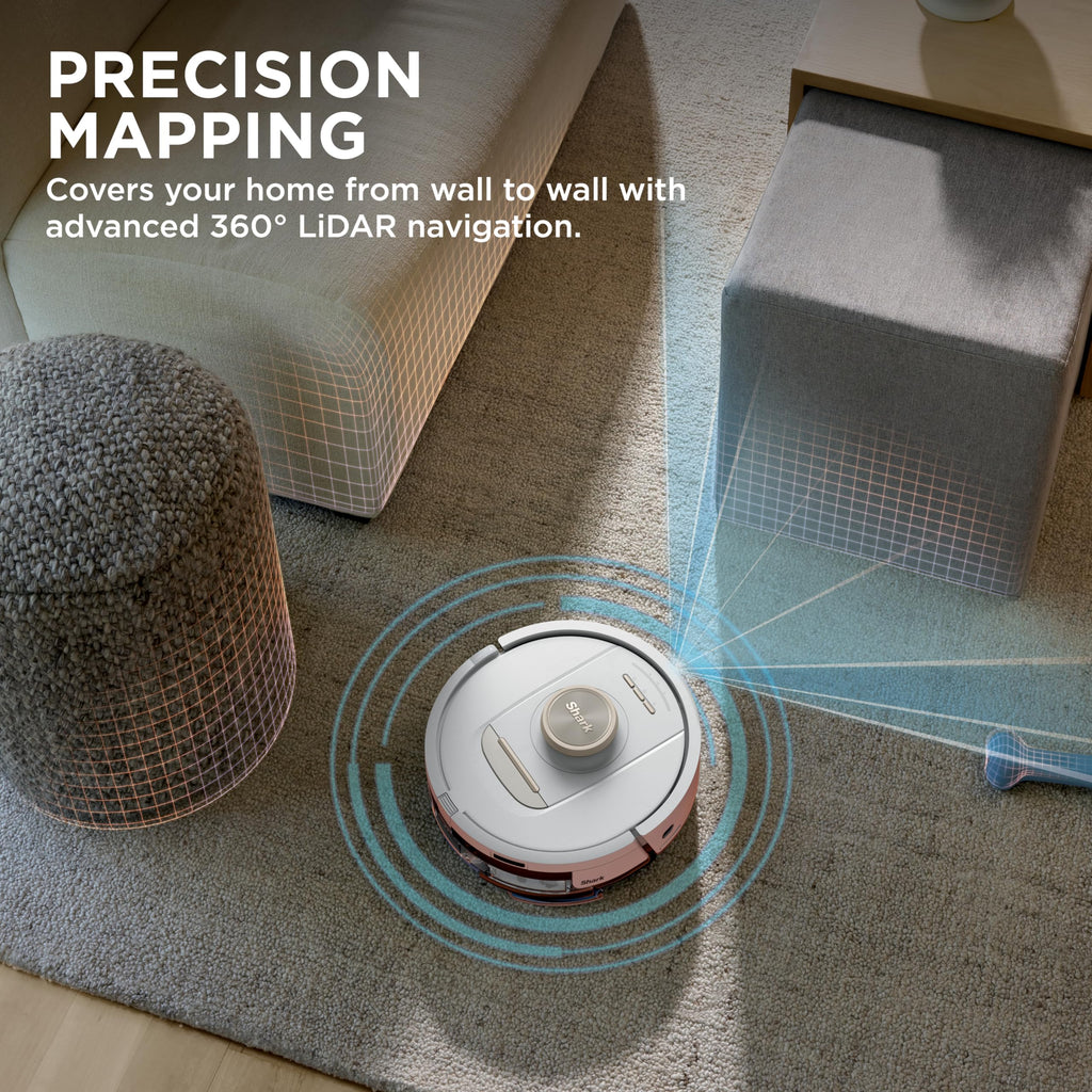 Shark Stratos 2-in-1 Robot Vacuum & Mop with 25+ Hands-Free Features & NeverTouch Self-Cleaning Base, Precision Mapping, Autolift Technology, HEPA Filtration, Edge Detect, White, RV2720ZE