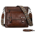 Iswee Soft Leather Crossbody Bags for Women Shoulder Handbags Multi Pocket Travel Purse with Adjustable Strap Medium Size (Coffee)