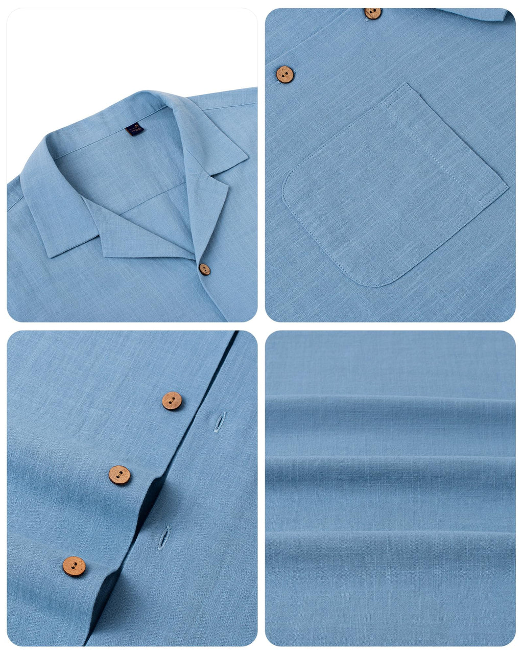 Alimens & Gentle Mens Summer Shirts Short Sleeve Button Down Linen Shirts Cotton Summer Beach Cuban Vacation Hawaiian Shirts