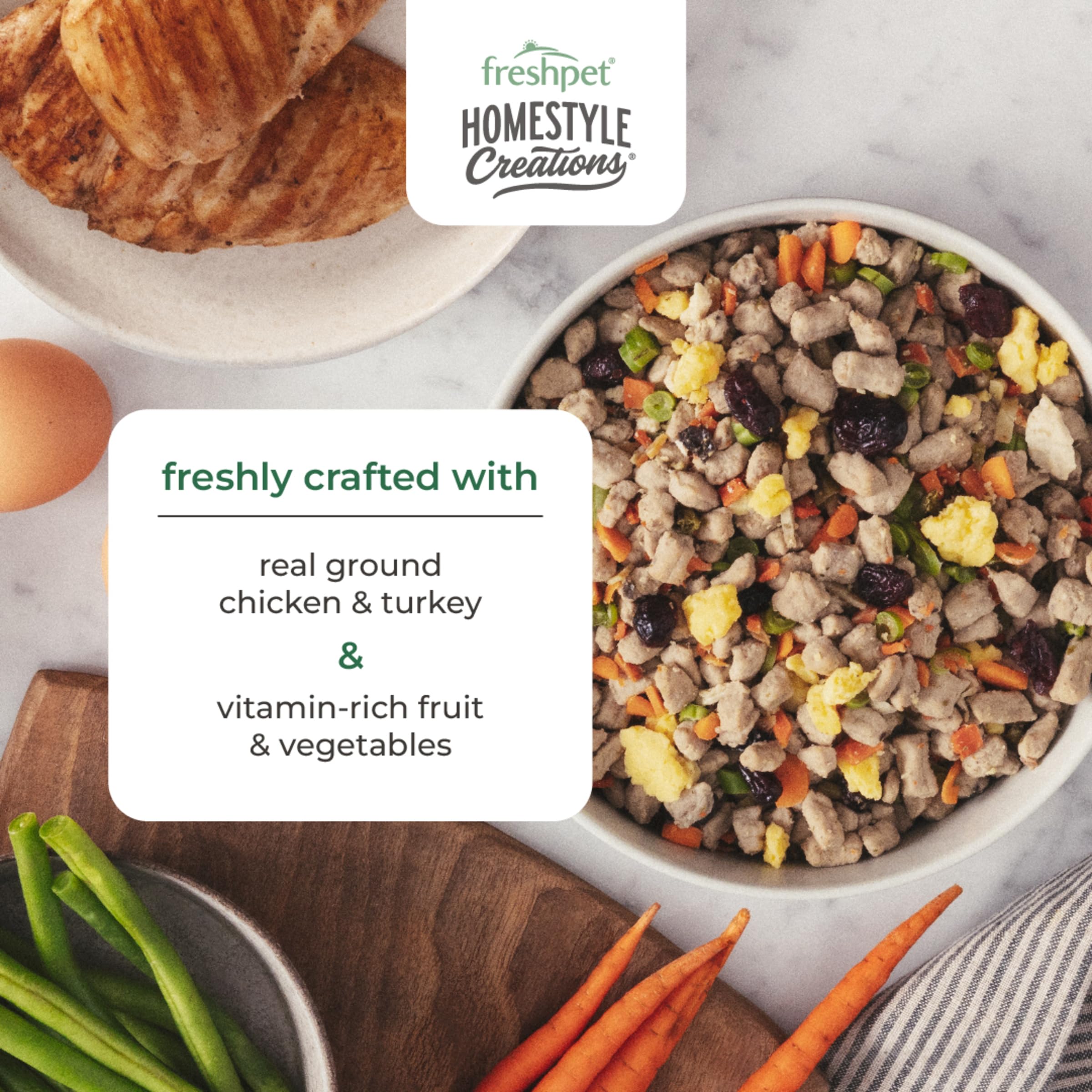 Freshpet Fresh Dog Food, Homestyle Creations Chicken & Turkey Recipe, 2lb