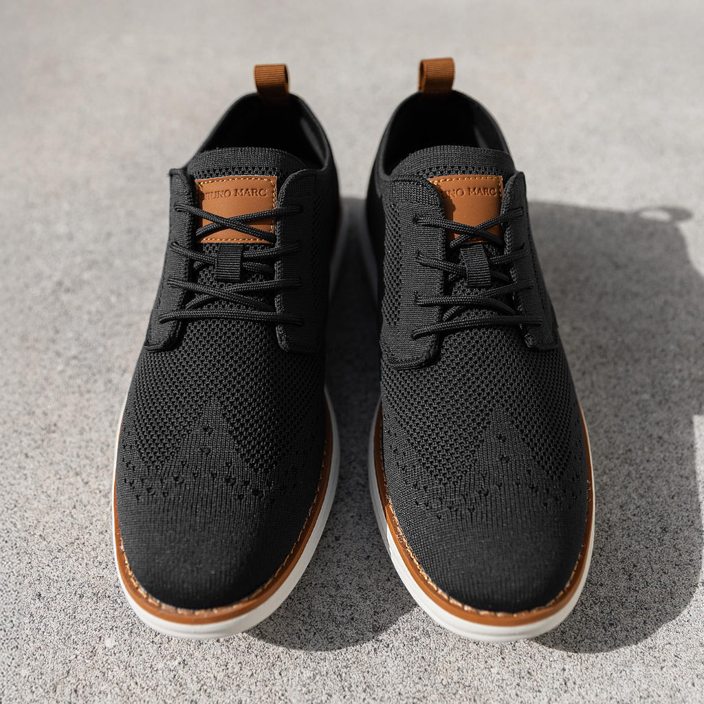 Bruno Marc Men's KnitFlex Craft Mesh Oxfords Sneakers Casual Dress Lace-Up Lightweight Walking Shoes,Size 13,6-Black,SBOX2406M