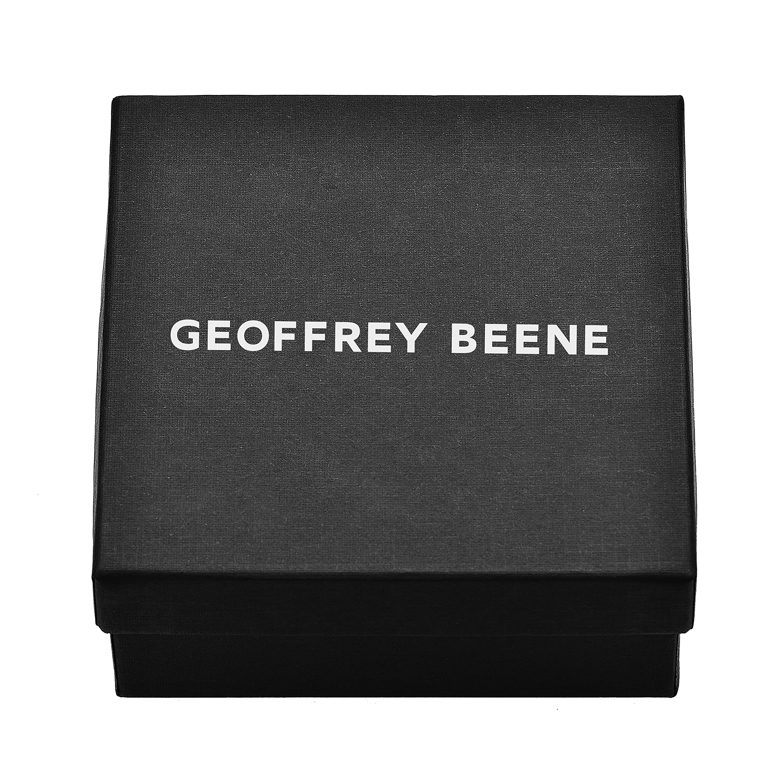 Geoffrey Beene Men's Braided Genuine Leather Bracelet with Stainless Steel Closure, Black