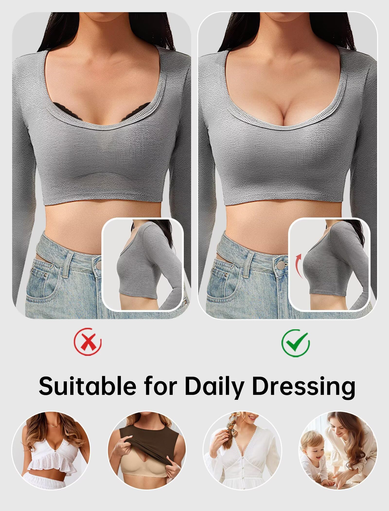 Vertvie Jelly Wireless Bras for Women Push Up Plunge Seamless T-Shirt Bras No Underwire Supportive Full Coverage Bralettes(Nude,Large)