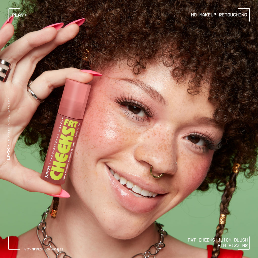 NYX PROFESSIONAL MAKEUP Fat Cheeks Liquid Blush, Buildable, Dewy Blush with Long-Lasting 12HR Wear - Fig Fizz (Soft Peach)