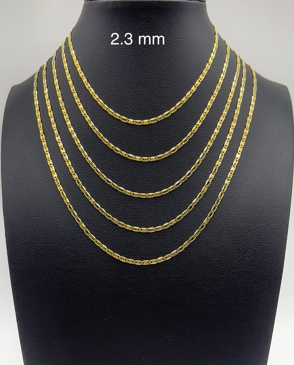 JEWELHEART 14K Gold Necklaces For Women Trendy 2.3mm Yellow Real Gold Valentino Mirror Chain Polished Links Men's 14K Gold Chain Necklace with Lobster Clasp 16"