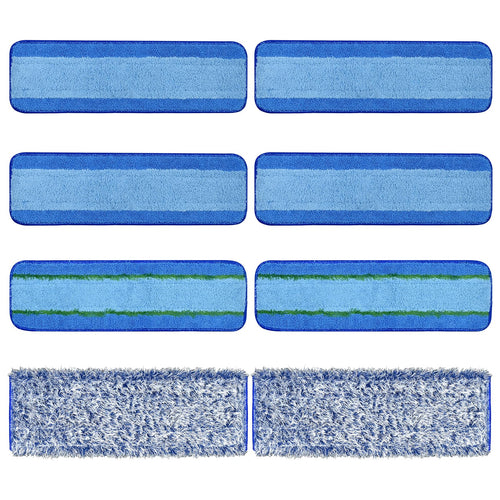 8 Pack Microfiber Cleaning Pad for Bona Mop Hardwood & Hard Surface Floors Dry and Wet Floor Cleaning - Includes 4 Microfiber Cleaning Pad, 2 Deep Clean Pads and 2 Dusting Pad - Dual Zone Cleaning