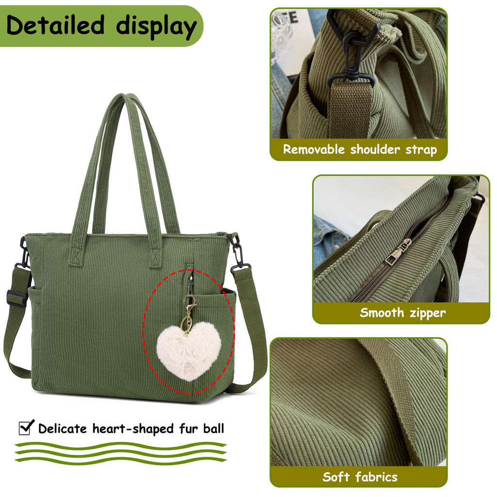 Makukke Corduroy Totes Bag Women - Shoulder Hobo Bag Handbags Crossbody Bag Shopping Purses (Ribbon)