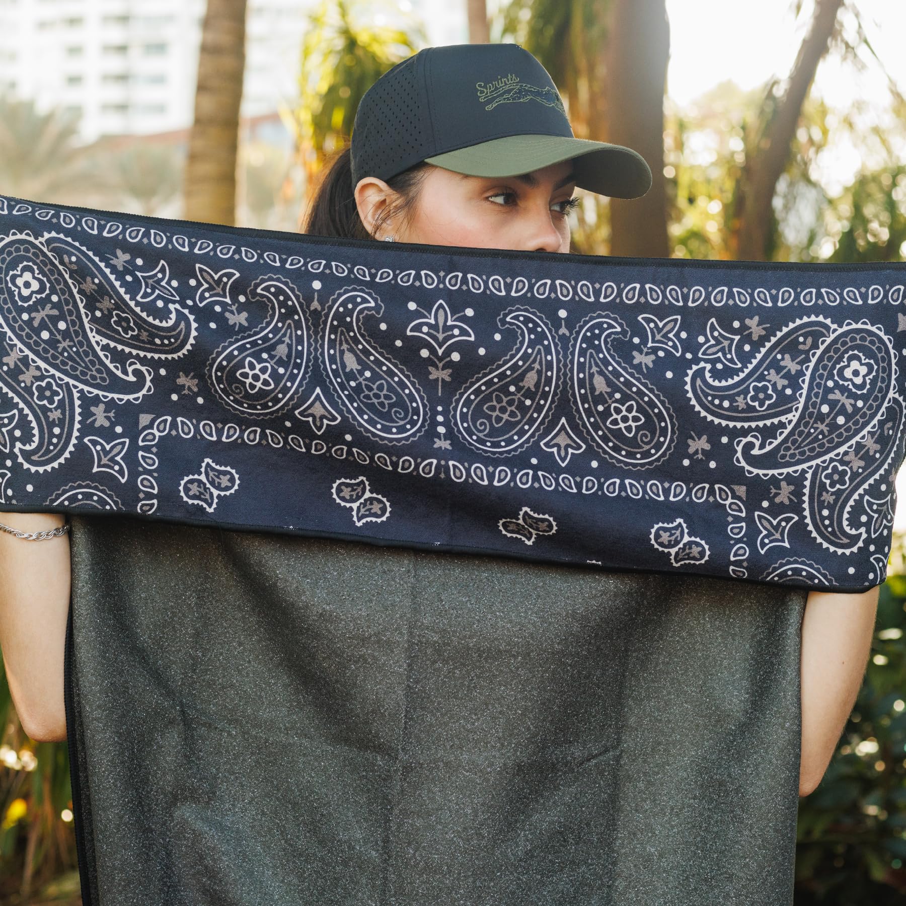 Sprints Athletic Running Towel, Full-Sized, Car Seat Cover - Performance Microfiber (Paisley Probs)