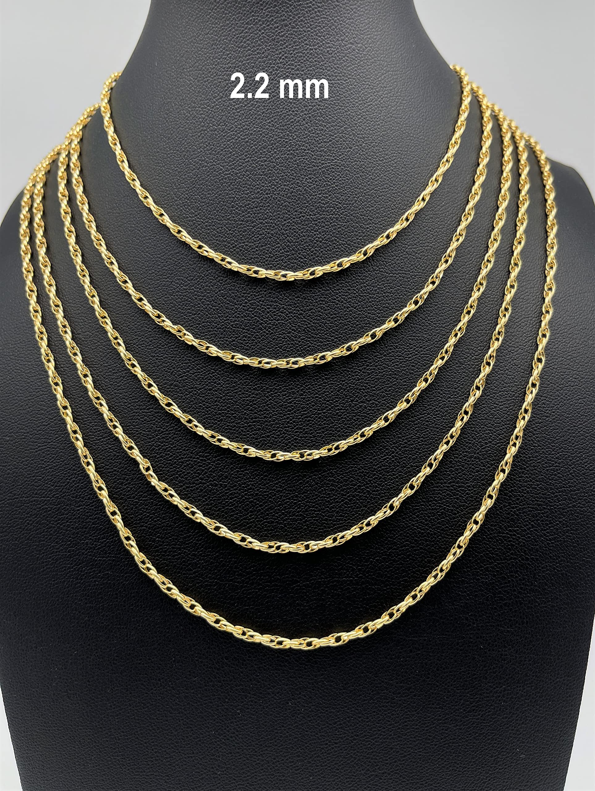 JEWELHEART 10K Real Gold Twisted Necklace For Women - 2.2mm Diamond Cut Braided Choker Link Chain - Dainty Yellow Gold Pendant Necklace with Lobster Clasp 14"