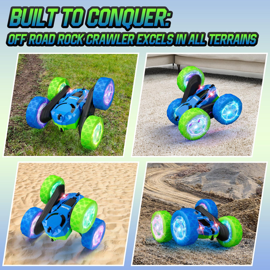 Hamdol RC Cars Toys for Kids Ages 6-12, 360° Spinning Double-Sided Remote Control Car with LED Lights, 4WD Rechargeable Toy for Boys Age 8-10, Perfect Birthday Holiday Valentines Easter Gift