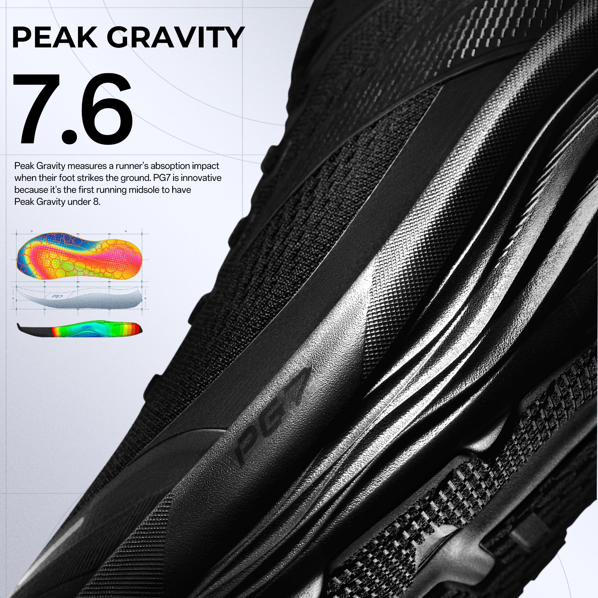 ANTA Men’s PG7 Running Shoes Cushioning Comfortable Breathable Athletic Workout Gym Cross Trainer Sports Sneakers, Black, 10.5