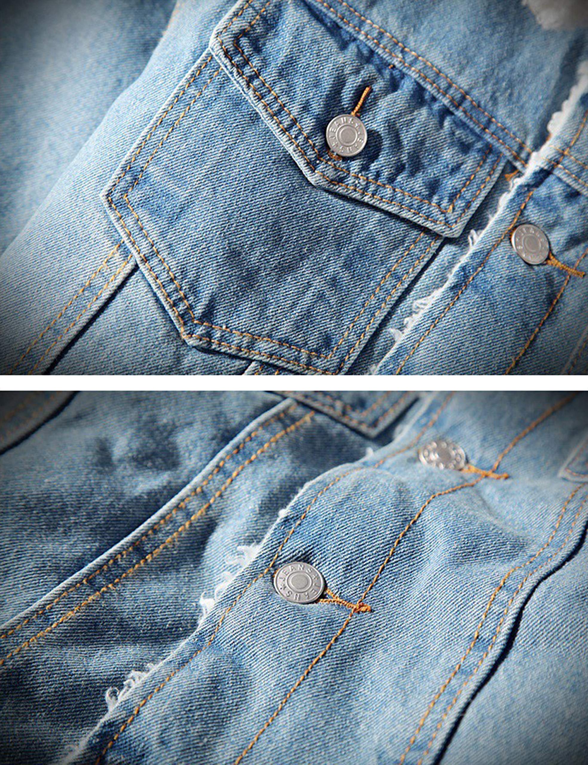 Springrain Men's Sherpa Fleece Lined Denim Jacket Warm Winter Trucker Jacket Cowboy Jean Jacket(LightBlue-XS)