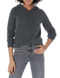 Amazon Essentials Women's Long Sleeve Soft Touch Hooded Pullover Sweater, Charcoal Heather, Large