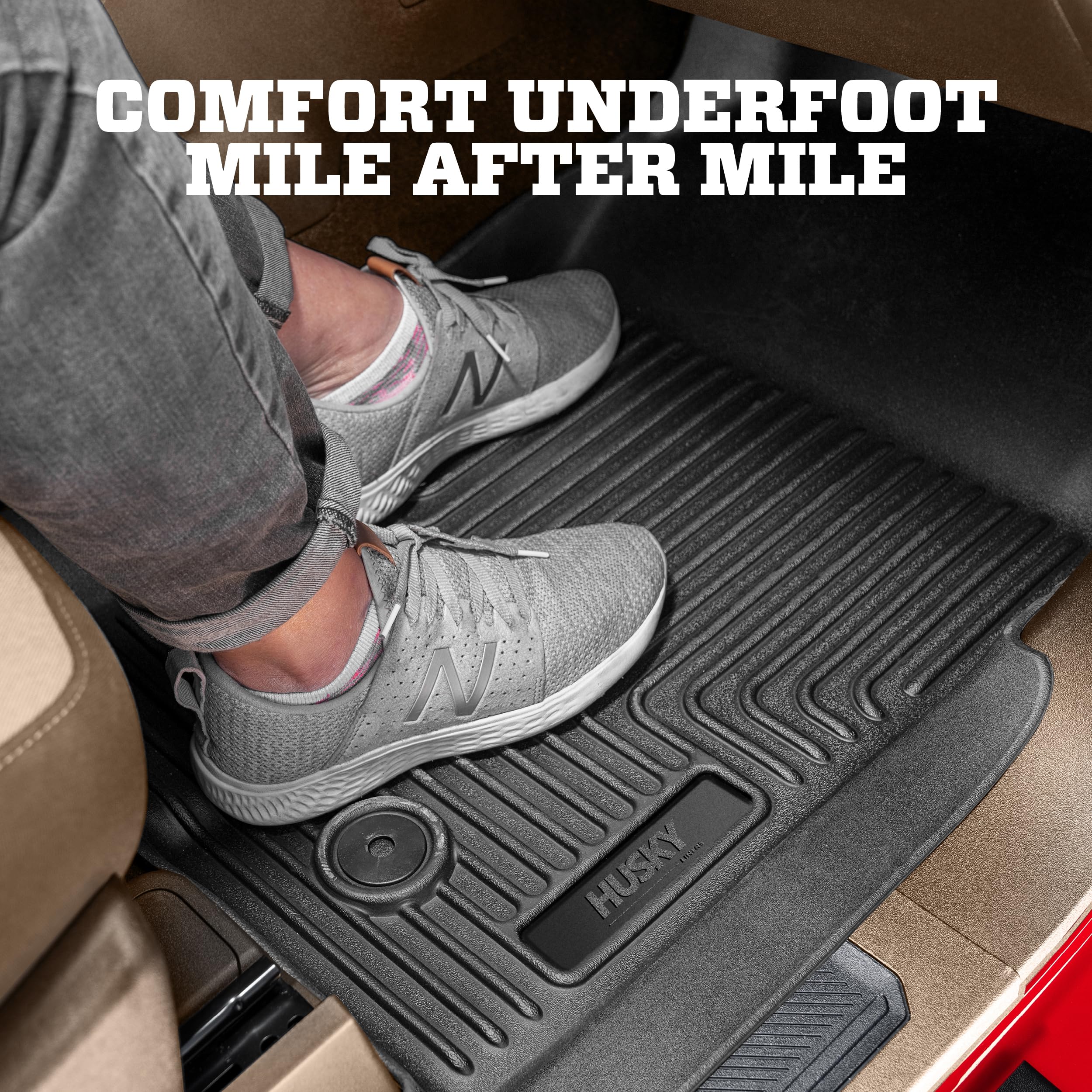 Husky Liners Weatherbeater Floor Mats | Fits 2002 - 2008 Ram 1500 Crew Cab; 2003 - 2009 Ram 2500/3500 Crew Cab | Front & 2nd Row, 3-pc Black - 98031