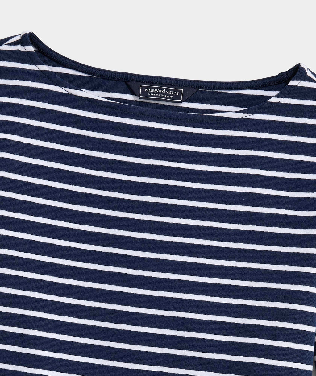 vineyard vines Deluxe Boatneck Tee, Nautical Navy Stripe, M