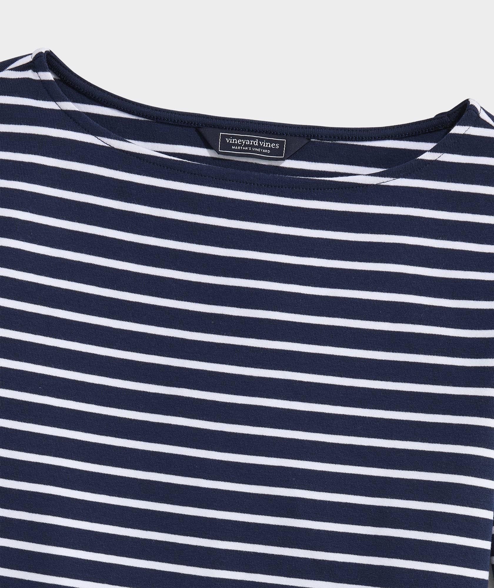 vineyard vines Deluxe Boatneck Tee, Nautical Navy Stripe, M