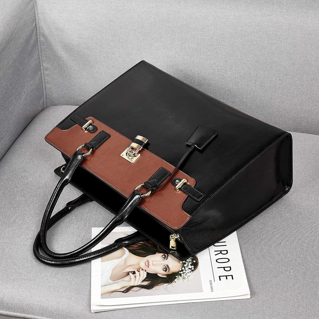 BOSTANTEN Briefcase for Women Laptop Bag for Women 15.6 Inch Computer Bag Leather Tote Designer Work Purse Stylish