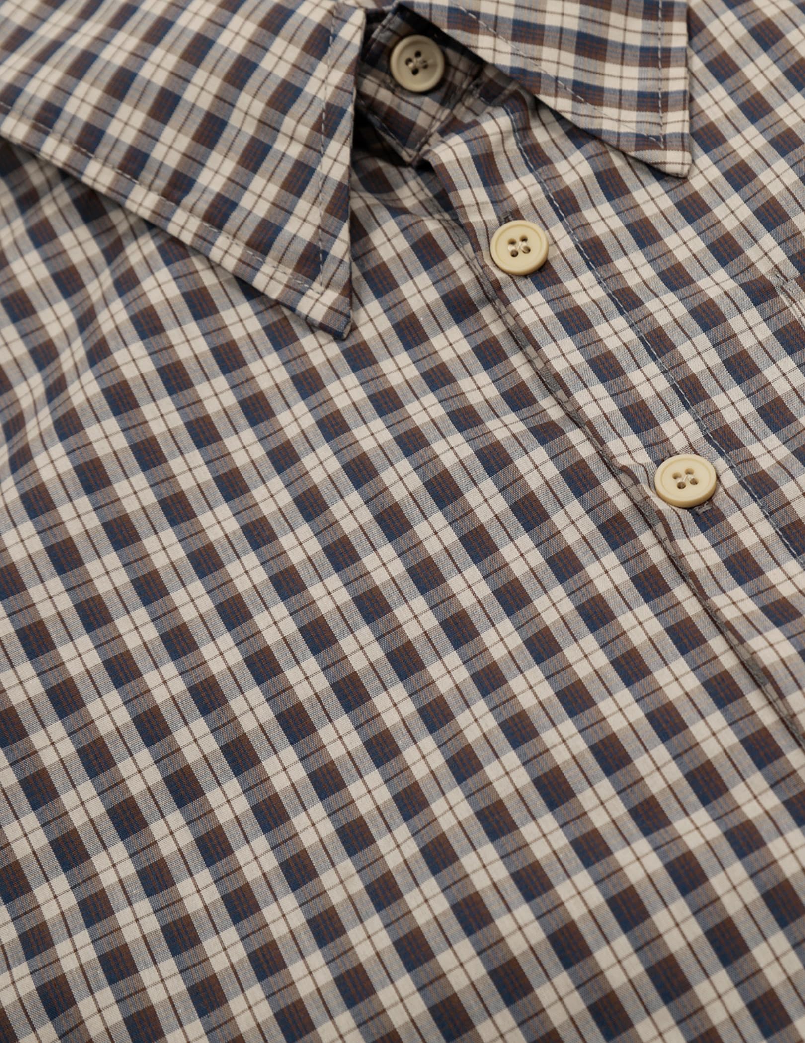Aelfric Eden Mens Button Down Shirts Boxy Plaid Short Sleeve Shirt Streetwear Summer Tops Brown
