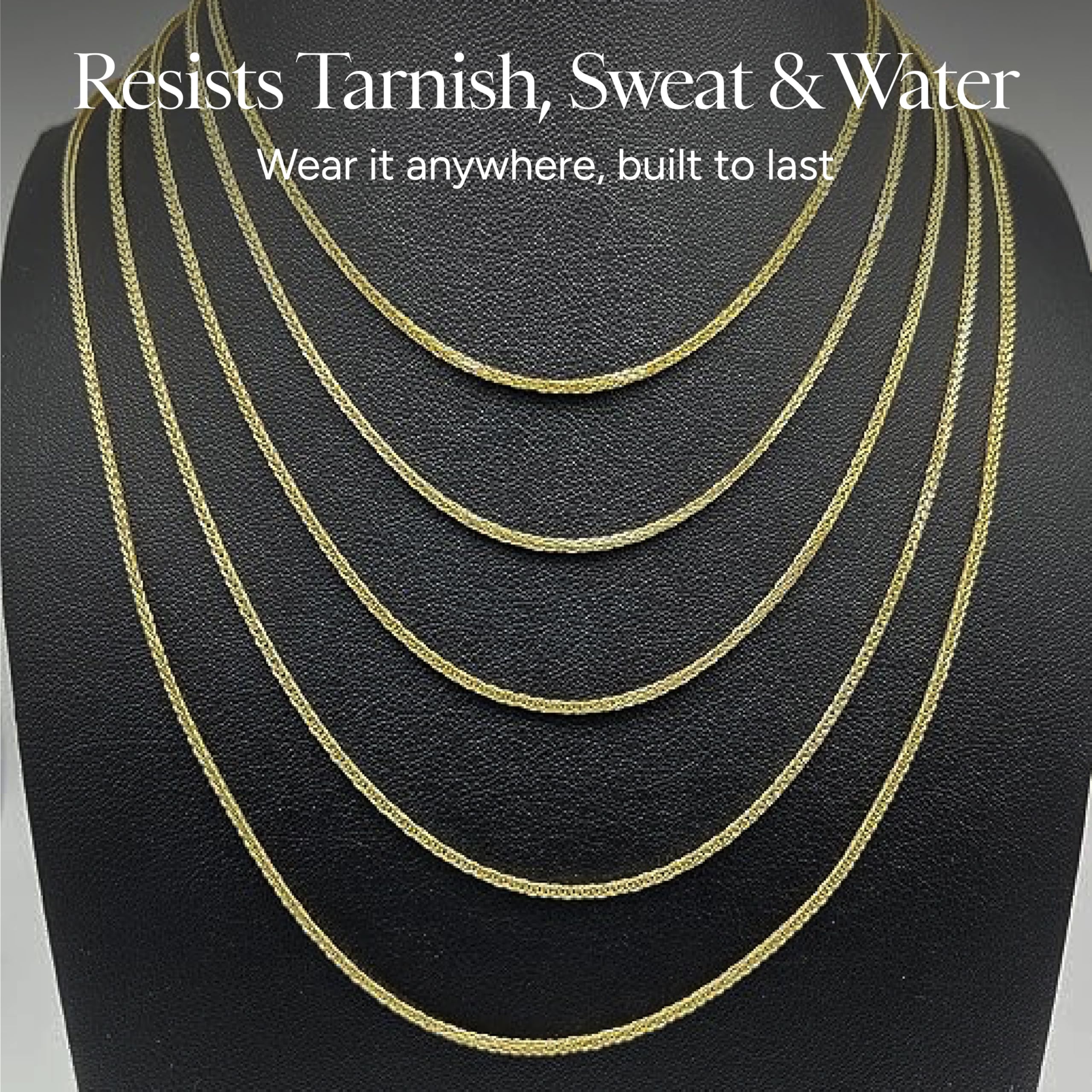 JEWELHEART 14K Gold Square Wheat Chain Necklace - 3.2mm Braided Yellow Gold Necklace For Men Foxtail Gold Chain Diamond Cut Real Gold Chain Pendant Necklace For Women with Lobster Clasp 24"