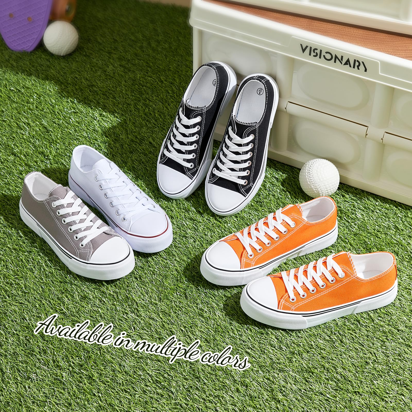 Adokoo Canvas Tennis Shoes for Women Low Top Casual White Black Sneakers for Women Lace Up Fashion Comfortable Walking Shoes (Grey,8.5)