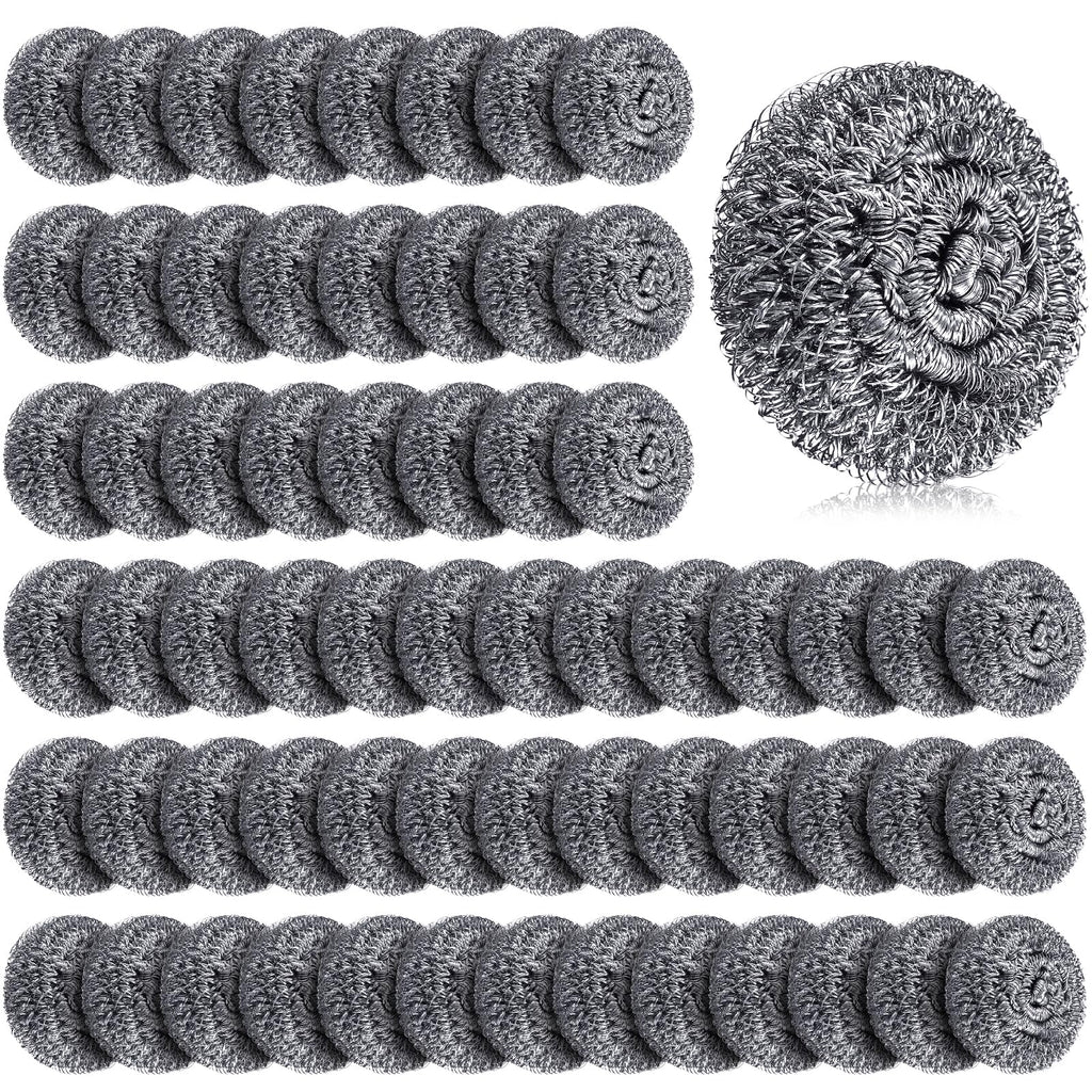 Honeydak 150 Pack Stainless Steel Scourers Steel Wool Scrubbers Bulk Separately Packaged 2.5 Inch, 15 Gram Metal Scourers Sponges Wire Scouring Pad for Stove Pot Pan Oven Kitchen Restaurant(Classic)