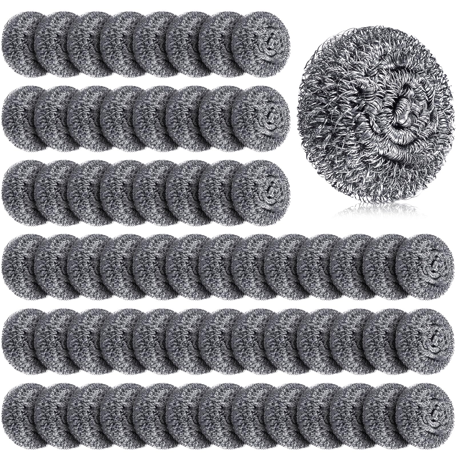 Honeydak 150 Pack Stainless Steel Scourers Steel Wool Scrubbers Bulk Separately Packaged 2.5 Inch, 15 Gram Metal Scourers Sponges Wire Scouring Pad for Stove Pot Pan Oven Kitchen Restaurant(Classic)