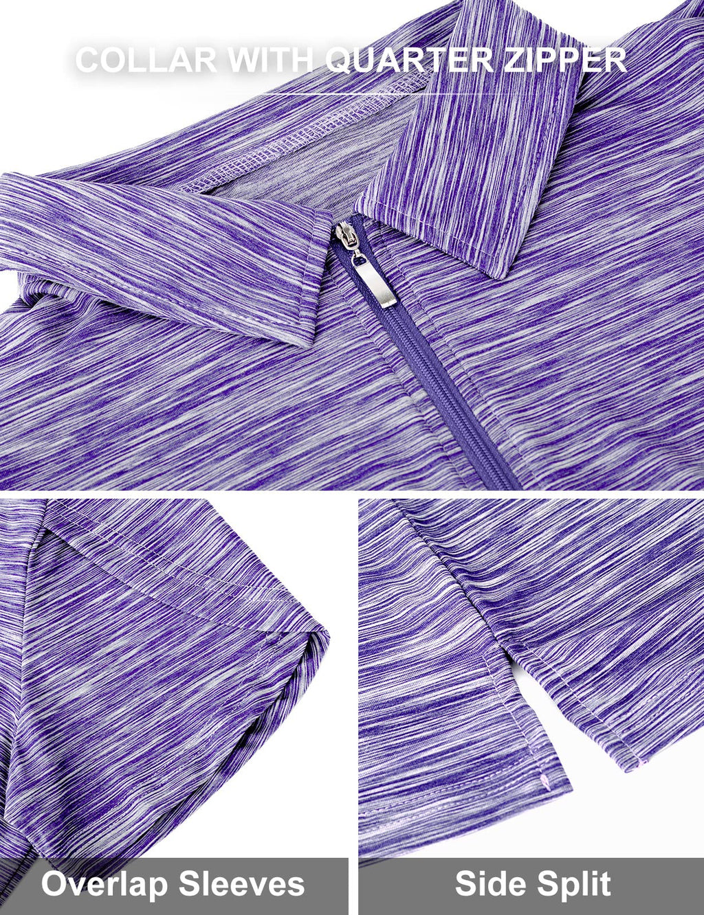Viracy Golf Shirts for Women Overlap Sleeve 1/4 Zip Up Quick Dry Golf Tops