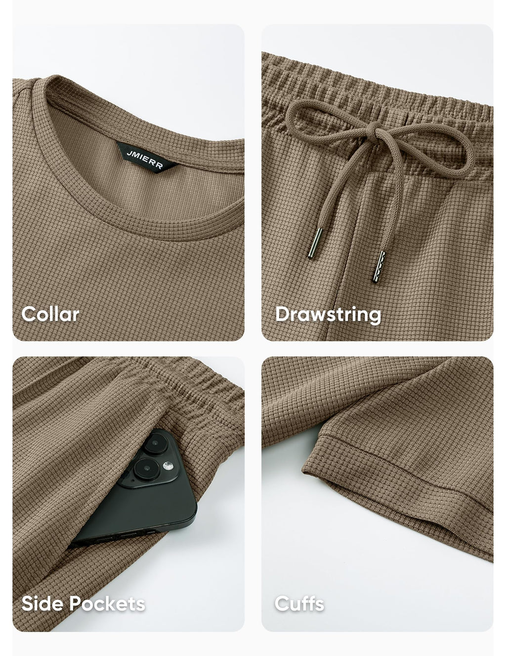 JMIERR Men's 2 Piece Crewneck Short Sleeve Shirts and Loose Pants Casual Summer Beach Vacation Cruise Outfits for Men,M,Khaki