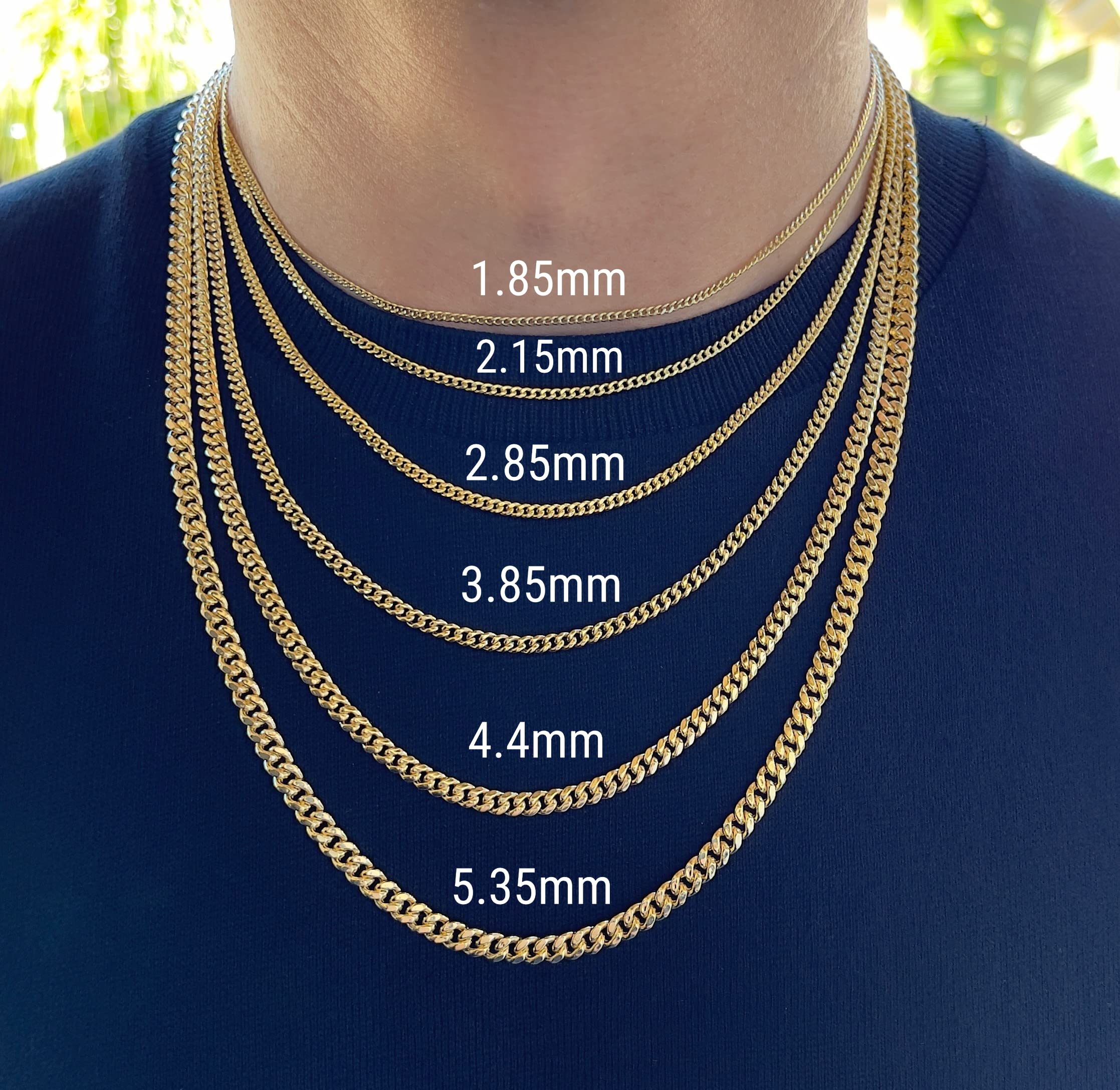 JEWELHEART 14K Gold Miami Cuban Link Chain Men - 2.15mm Diamond Cut Cuban Curb Chain - Dainty Yellow Real Gold Necklaces For Women with Lobster Clasp 20"