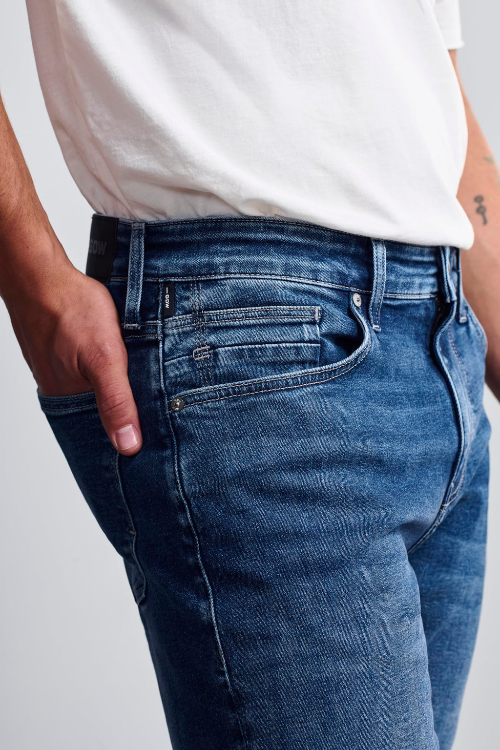 General Denim Works Bridge Men's Regular Rise Straight Leg Jeans, Mid Brushed Denim, 36x30