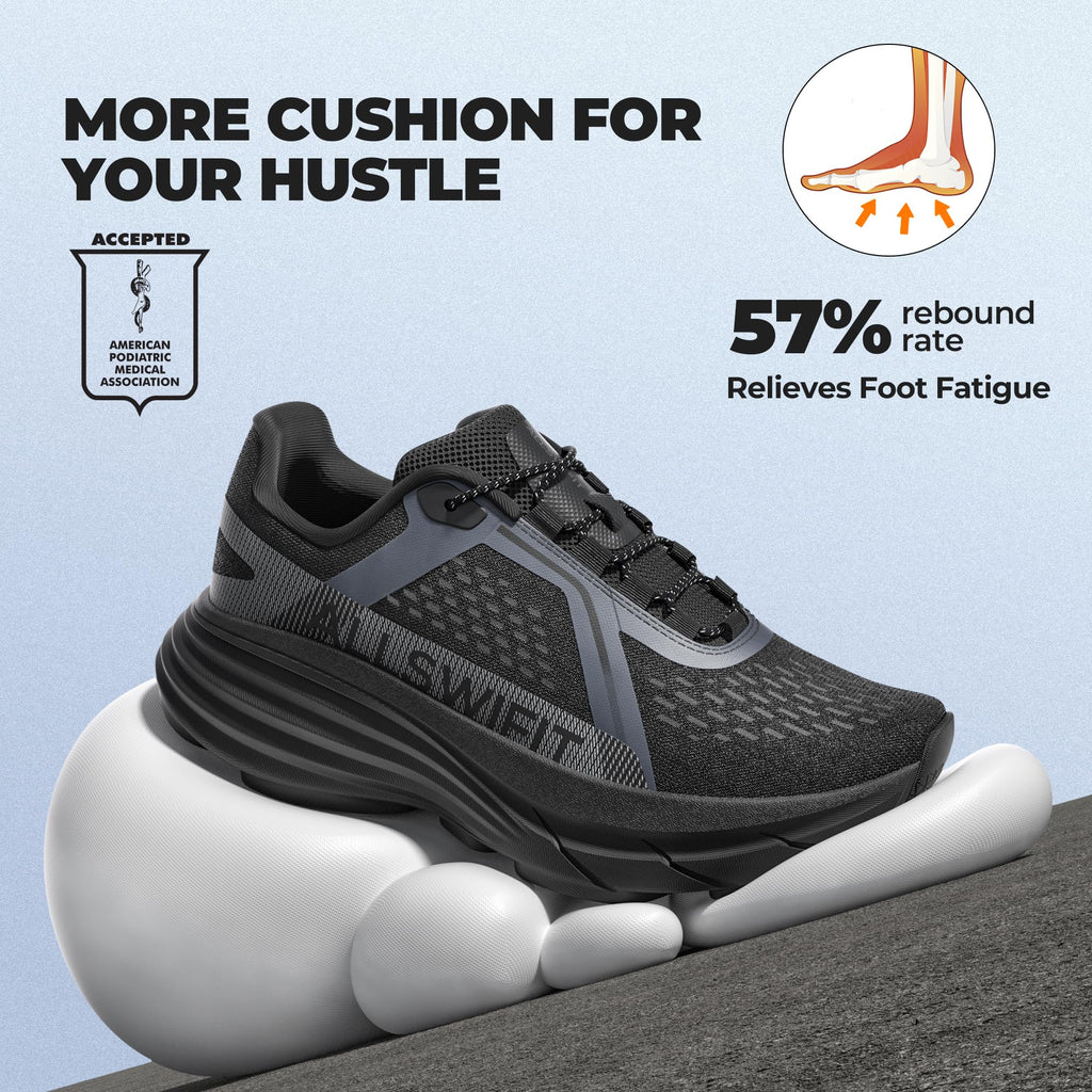 ALLSWIFIT Women's Cushion Lightweight Walking Running Shoes Tennis Non-Slip Comfortable Jogging Workout Gym Athletic Breathable ActiveAiry Fashion Sneakers,Size 7.5,Black,AWUMRS2513