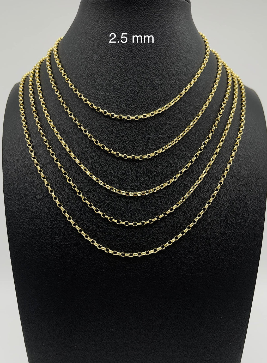 JEWELHEART 14K Yellow Real Gold Rolo Chain 2.5mm Diamond Cut Trendy Round Link Chain Pendant Necklace For Women with Lobster Clasp 24"