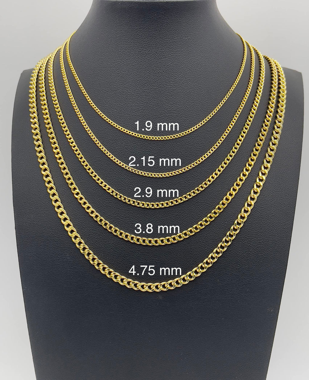 JEWELHEART 14K Real Gold Cuban Link Chain - 1.9mm Diamond Cut Cuban Curb Chain Pendant Necklace - Dainty Yellow Gold Necklace For Women with Lobster Clasp 18"