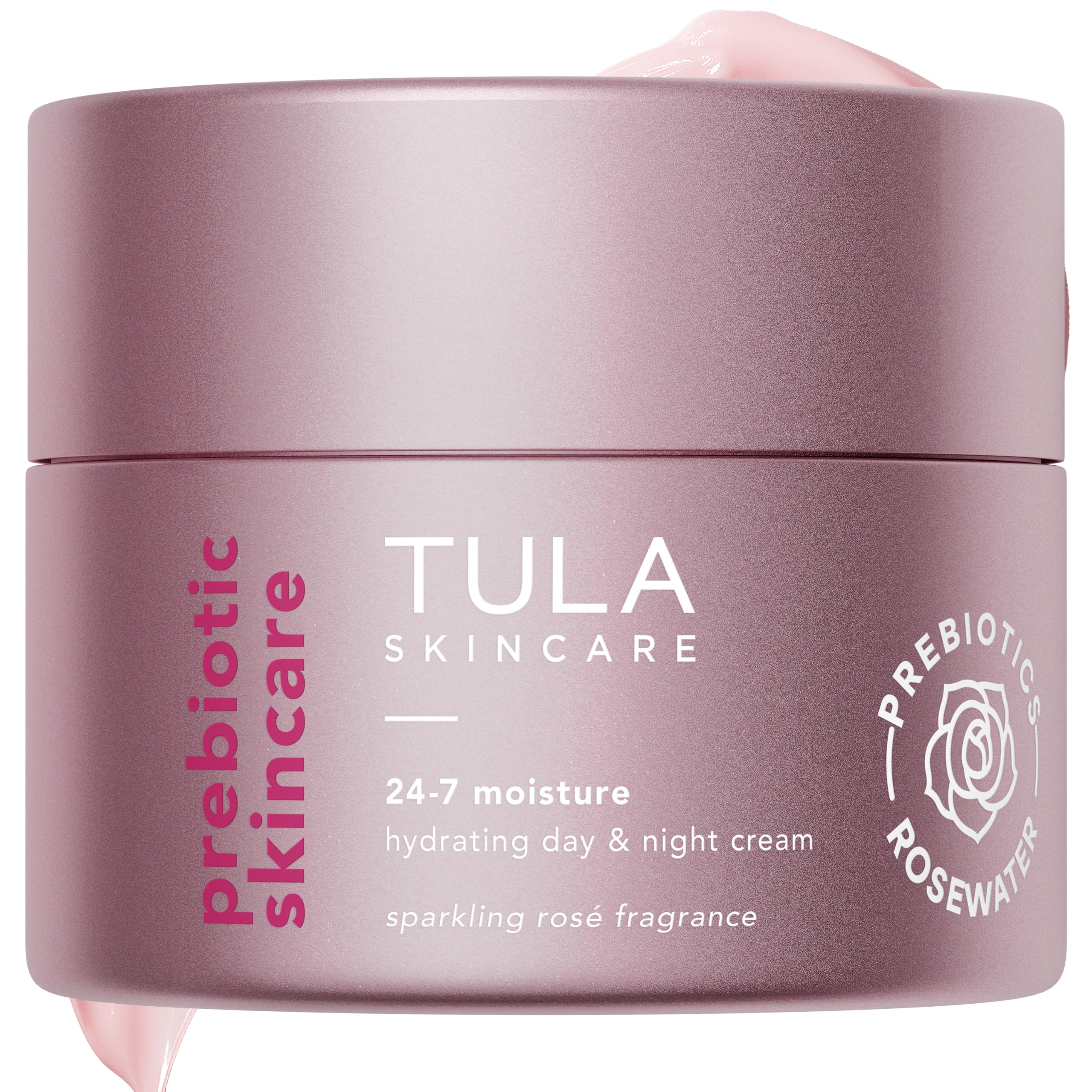 TULA Skin Care 24-7 Hydrating Day & Night Cream, Sparkling Rosé - Anti-Aging Moisturizer for Face, Contains Watermelon & Blueberry Extract, 1.5 OZ