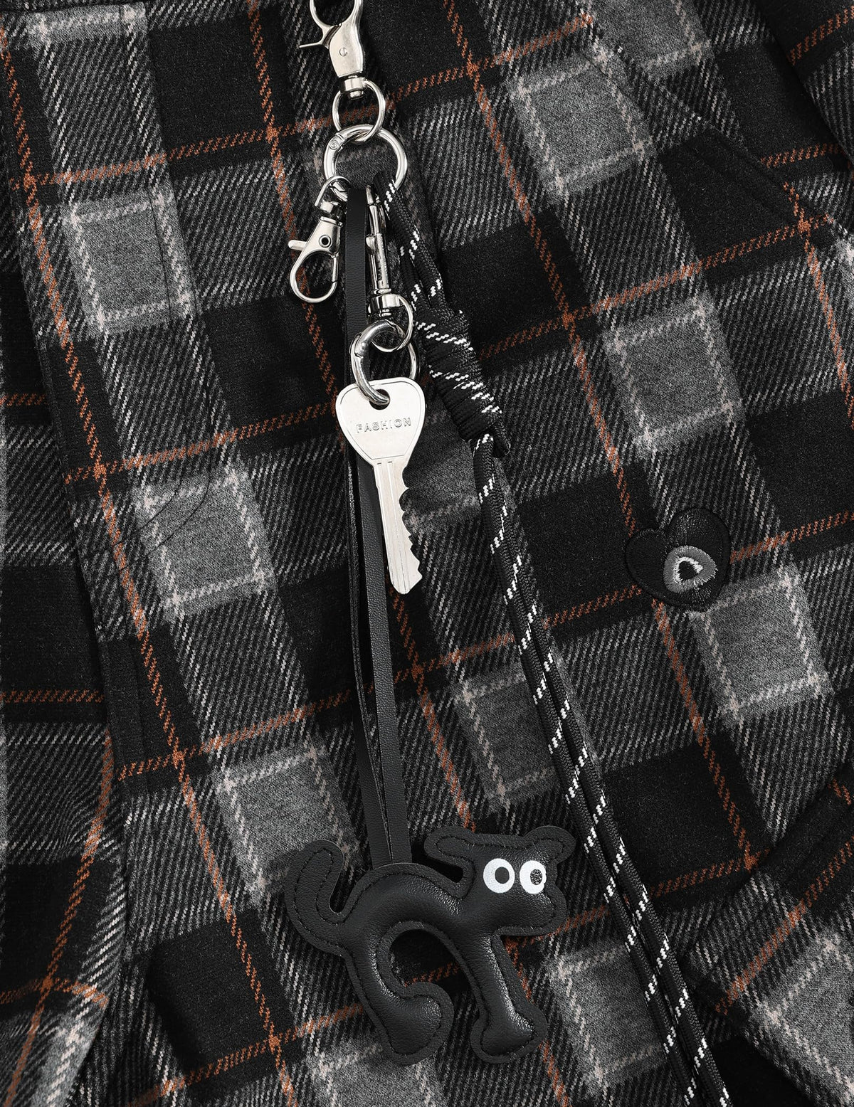 Aelfric Eden Plaid Cargo Pants Mens Womens Wide Leg Baggy Barrel Flannel Y2K Vintage Streetwear Casual Trousers with Chain Black XS