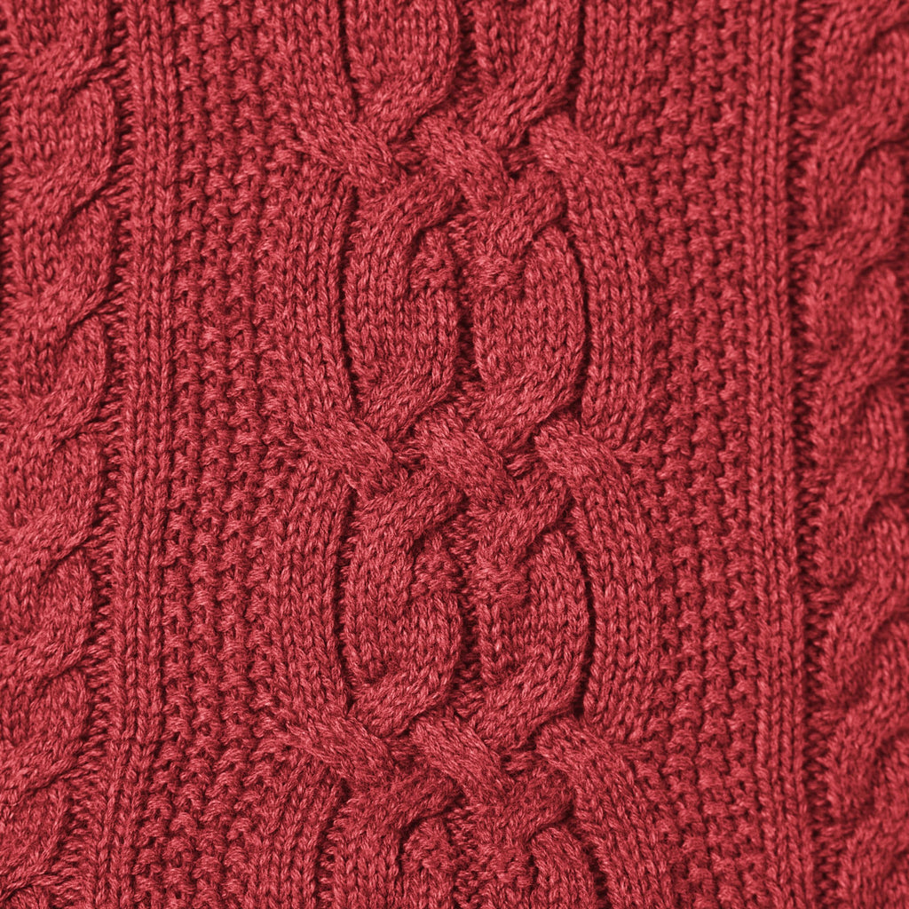 Amazon Essentials Women's Soft Fisherman Cable Knit Long-Sleeve Crewneck Sweater (Available in Plus Size), Dark Red, Large