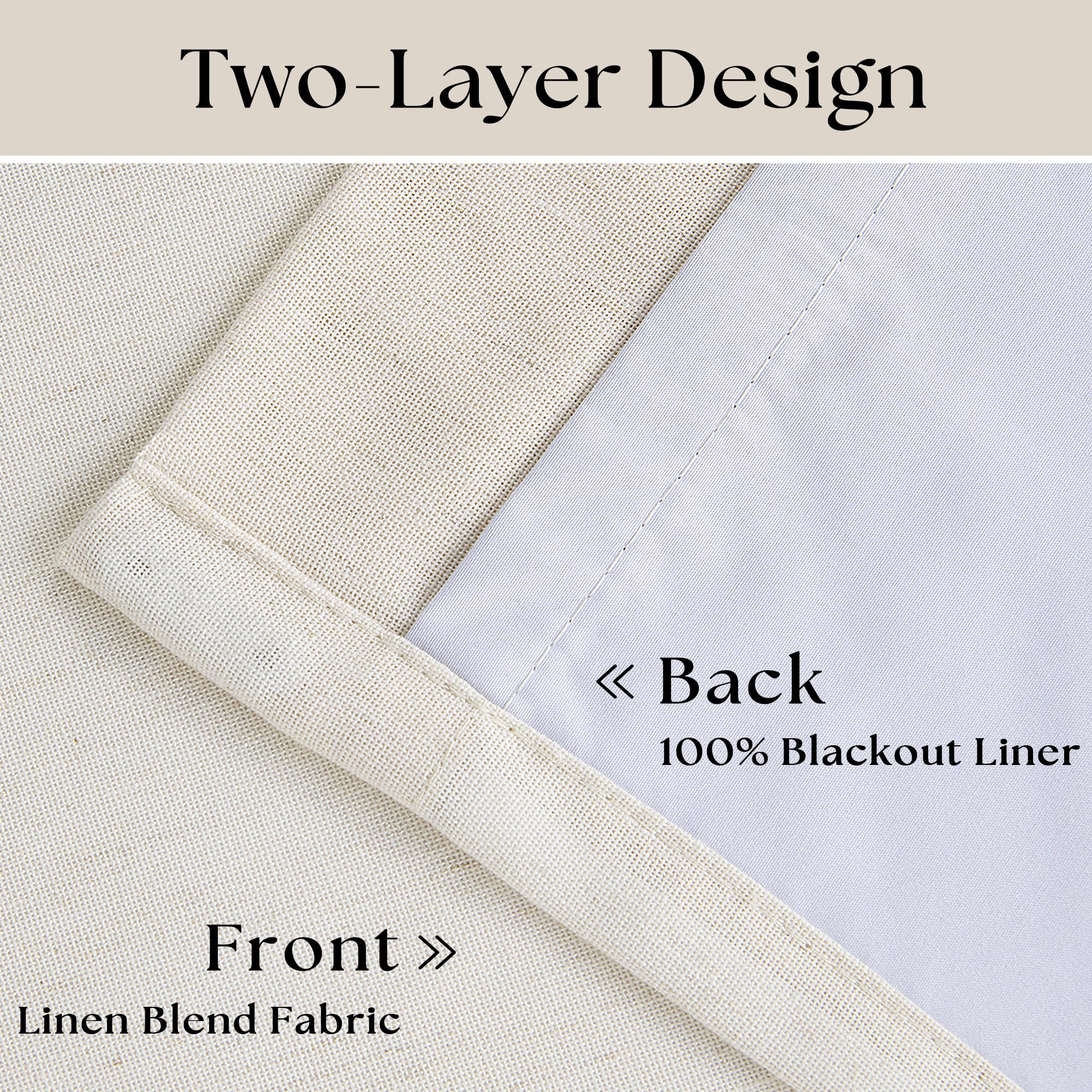 Natural Cream Linen Black Out Curtains 120 Inch Long for Living Room Bedroom 1 Panel Room Darkening Pinch Pleated Back Tab Extra Long Blackout Curtains Boho Farmhouse Thermal Insulated Drapes 60x120