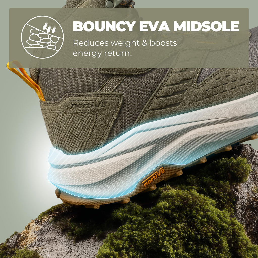 NORTIV 8 Men's Wide Toe Box Hiking Boots Low Drop Waterproof Outdoor Trekking Camping Shoes Katahdin,Size 10,Olive,SNHB25001M